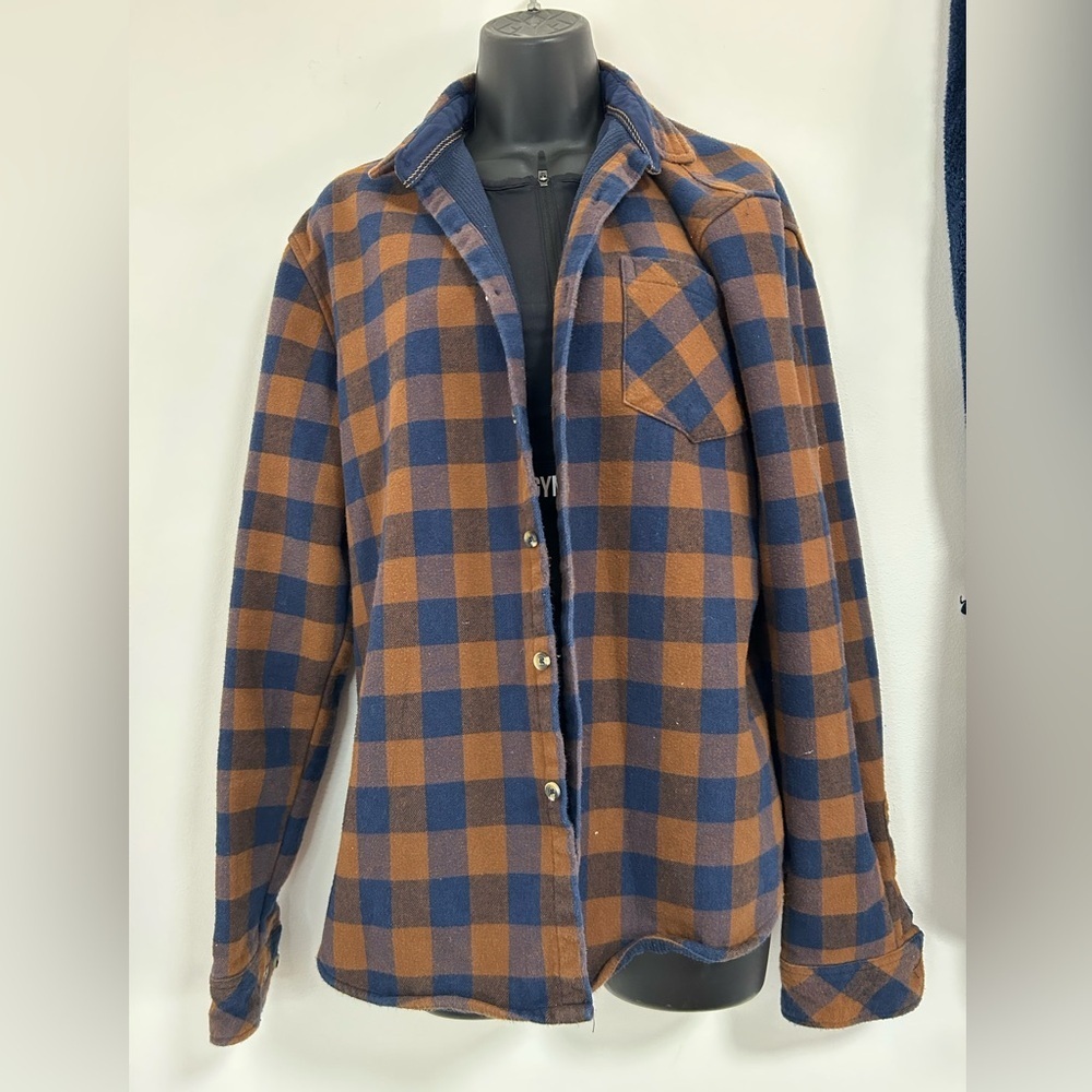 Nomad Men's Blue and Brown Plaid Shirt Jacket